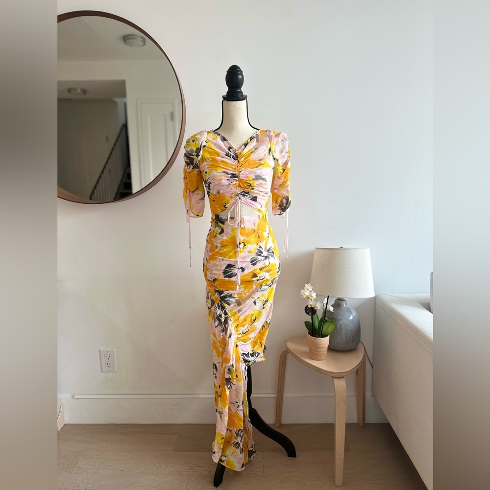 NWT ALICE MCCALL yellow silk dress perfect for a spring wedding or race day!